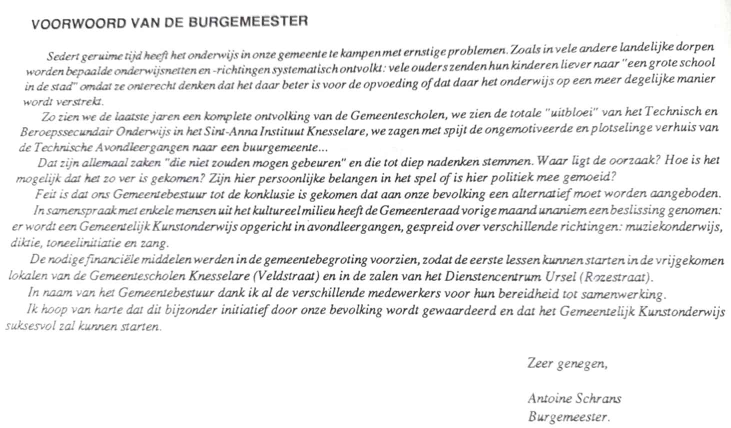 Voorwoord van de burgemeester (promofolder)